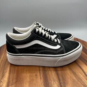 Vans Old Skool Off The Wall Shoes Womens 8 Black Casual Stacked Skate Sneakers